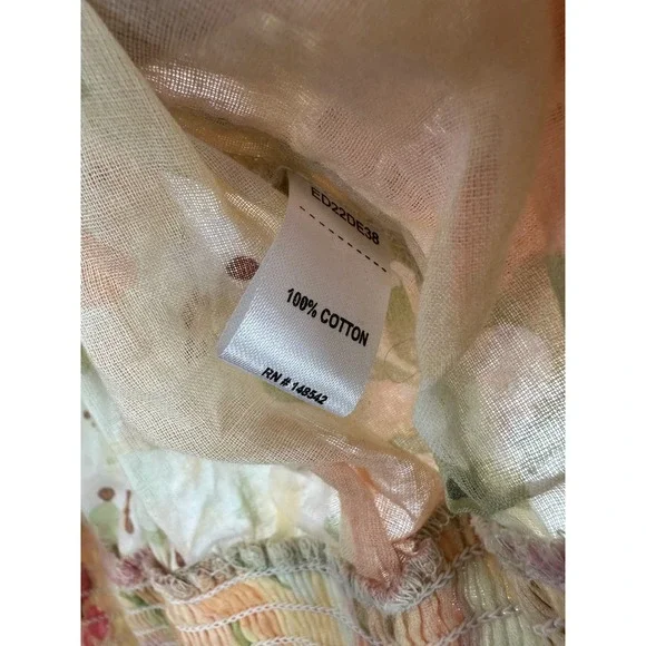 Aratta Silent Journey Daisy Floral Ruffled Cotton Blouse Off The Shoulder Large - Picture 12 of 14